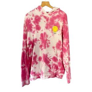 SMILEY x H&M Men's Sz S Pink Tie Dye Hoodie Smiley Face Positive State Of Mind